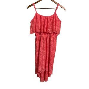 Almost Famous Womens Neon Pink Lace Y2K High Low Sleeveless Dress Medium